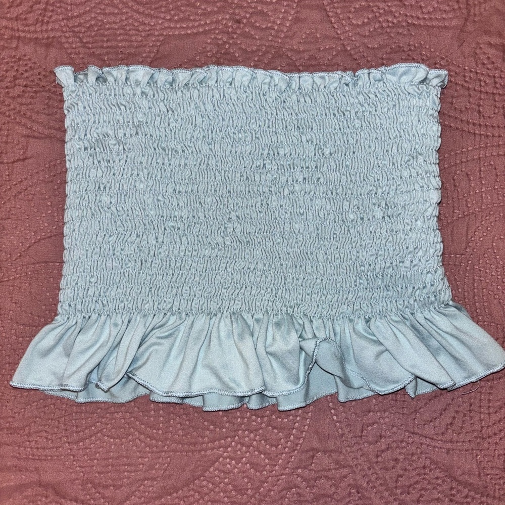 Light Blue Smocked Tube Top